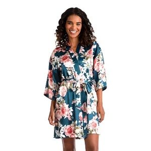 Women's Lilac+London Print Satin Wrap Robe